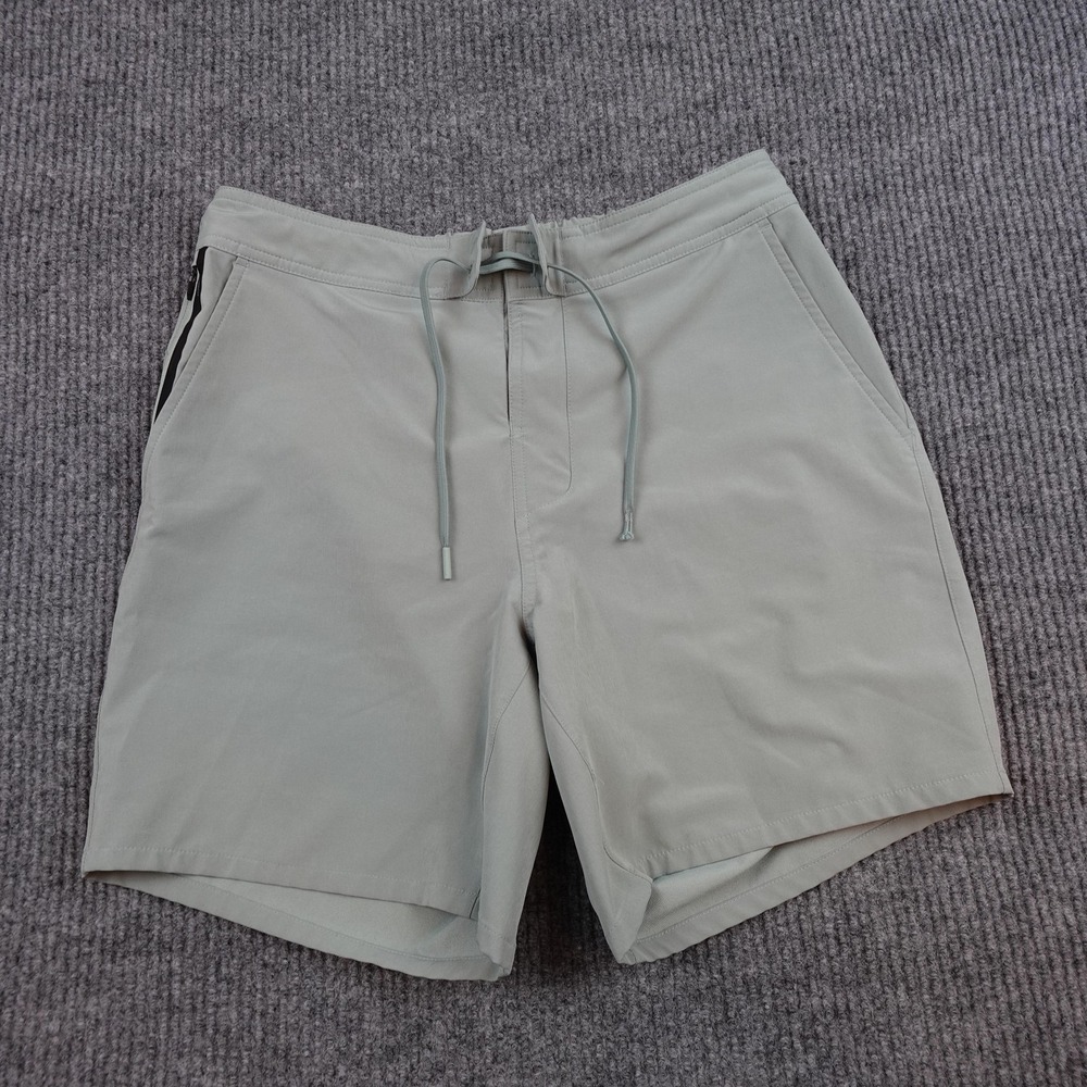Ten Thousand Shorts Mens Medium Green Running Elastic Waist Zip Reflective